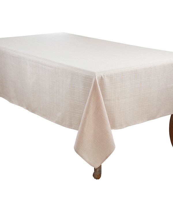 Classic Stitched Plaid Tablecloth, 65" x 180"
