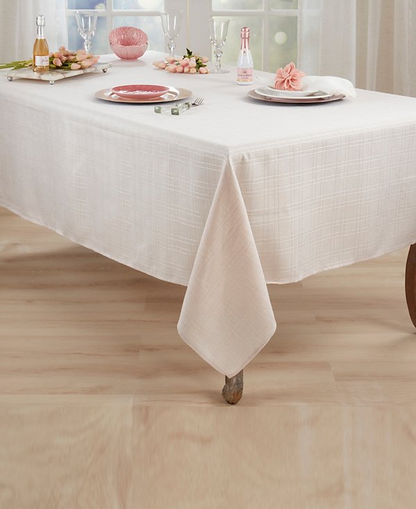 Classic Stitched Plaid Tablecloth, 65" x 180"