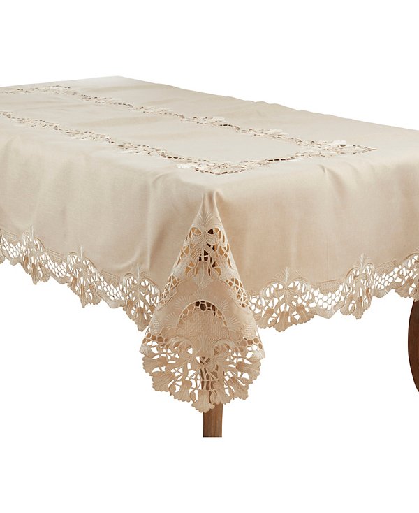 Delicate Embroidery Tablecloth, 65" x 140"