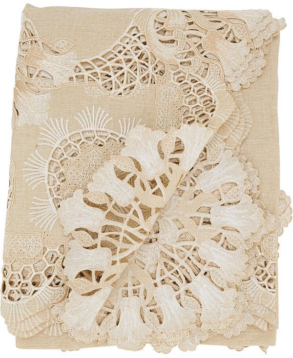 Delicate Embroidery Tablecloth, 65" x 140"