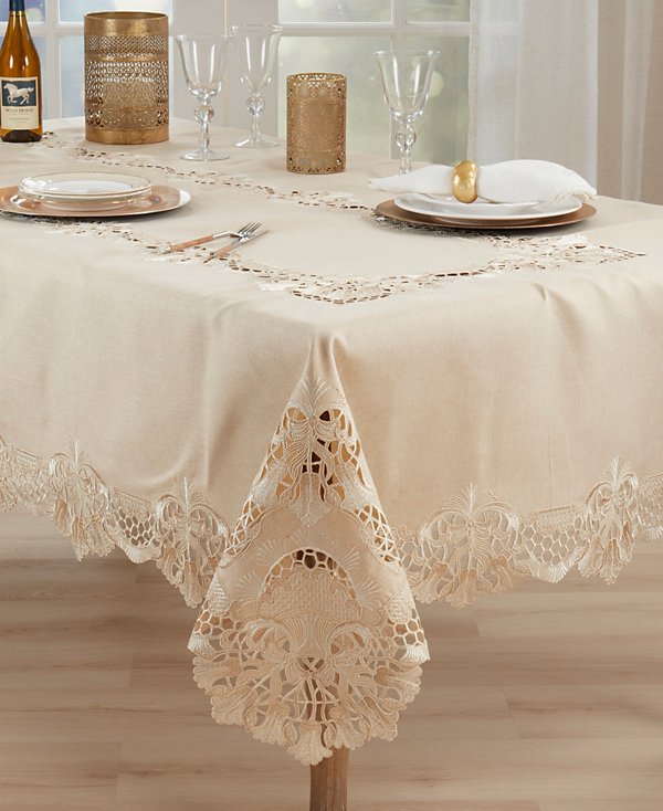 Delicate Embroidery Tablecloth, 65" x 140"